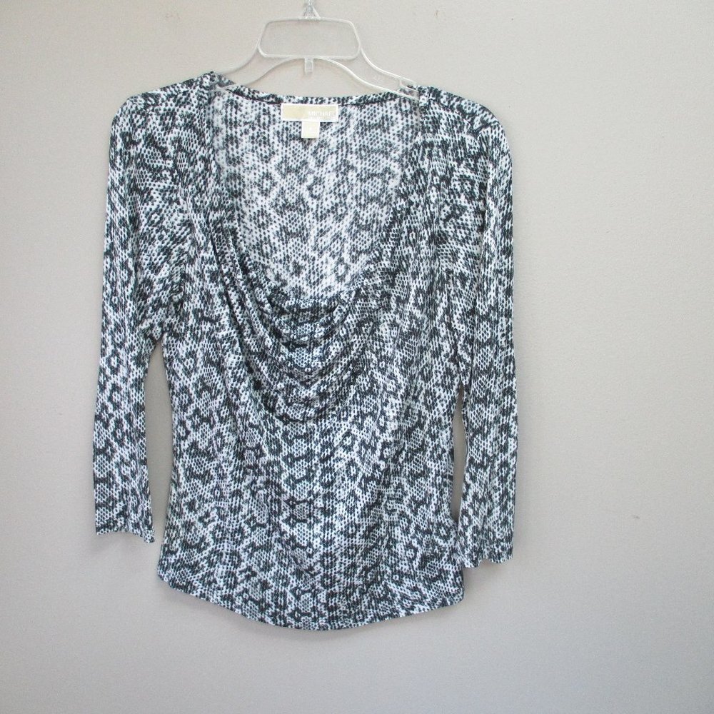 Michael Kors Blouse Draping Neck Long Sleeve Small